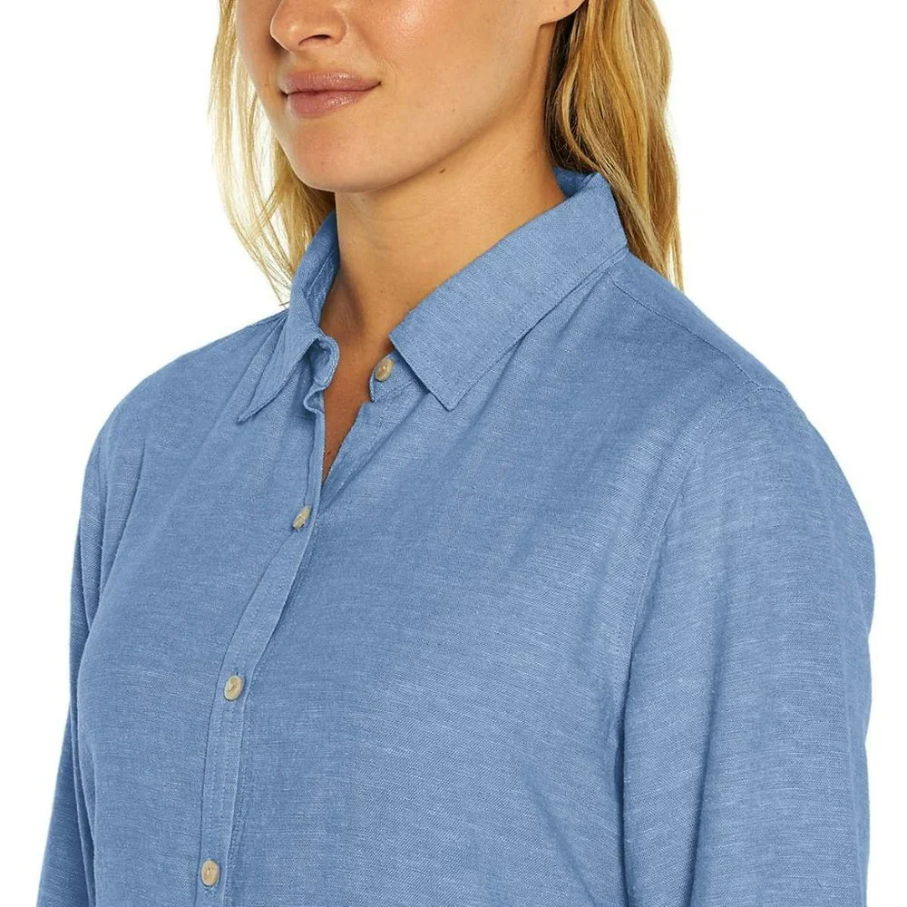 NWT Orvis Women's Soft Lightweight Linen Blend Long Sleeve Top Button Up Shirt - Picture 3 of 8